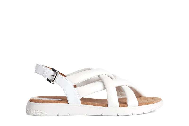 Geox Women's D Dandra Sandal, White, 3 UK