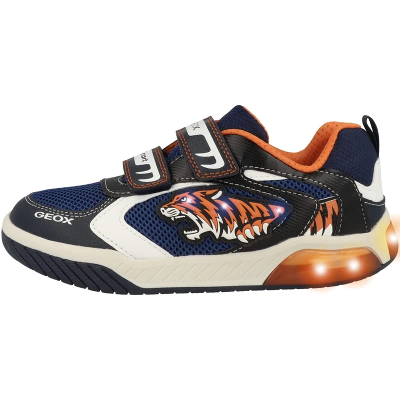 Geox Boys' J Inek Boy Trainers, Navy Orange, 1.5 UK