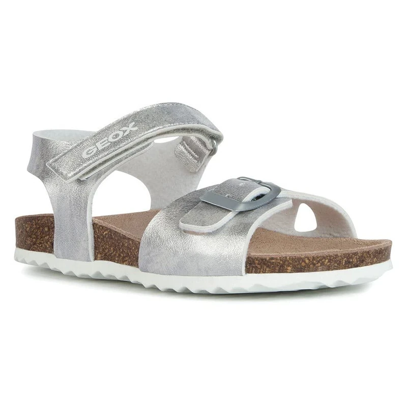 Geox Girls J Adriel Girl CSandal, 000bj Silver, 26 EU