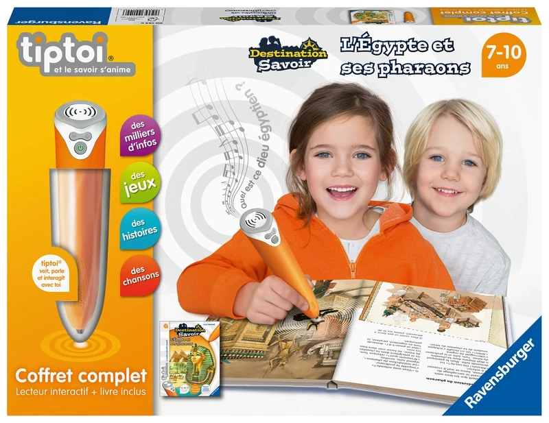 Ravensburger - tiptoi® - Complete Set with Interactive Reader + Book Egypt and Her Pharaohs - Electronic Educational Game without Screen - French Version - 00 144 Amazon Exclusive