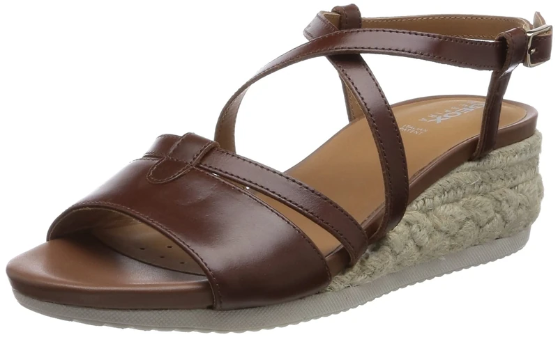 Geox Women's D Ischia Corda Sandals, brown, 4 UK