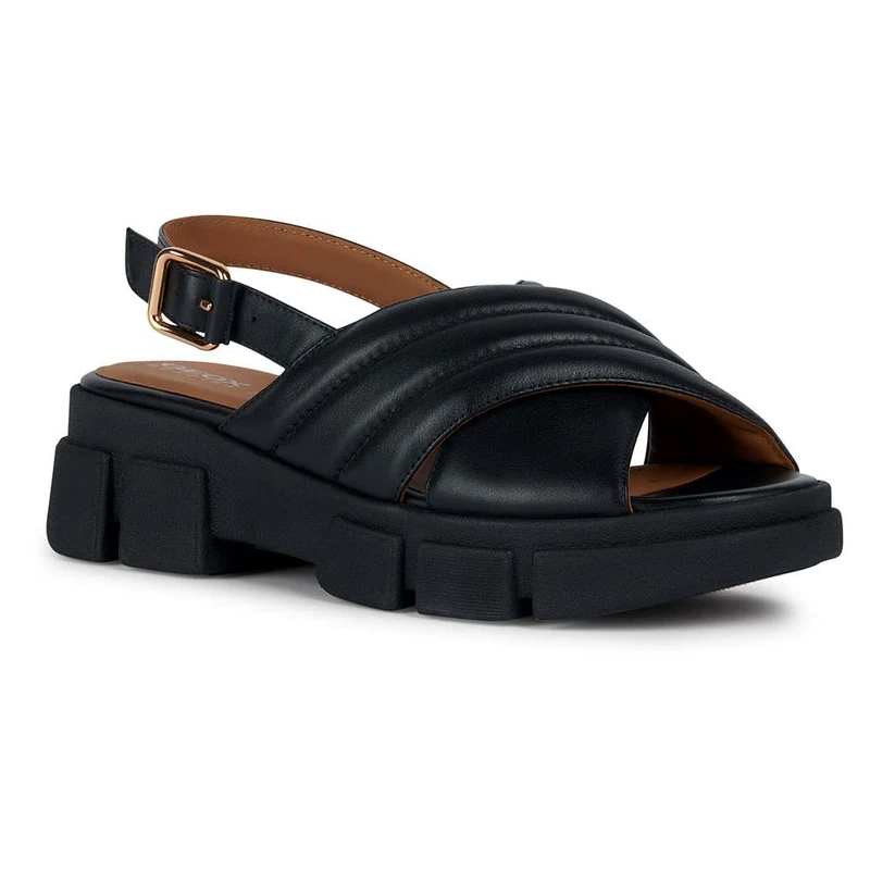 Geox Girls' D Lisbona Sandal, black, 3 UK