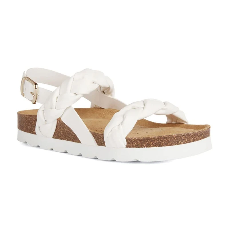 Geox Girls' D Brionia High Sandal, White, 7 UK