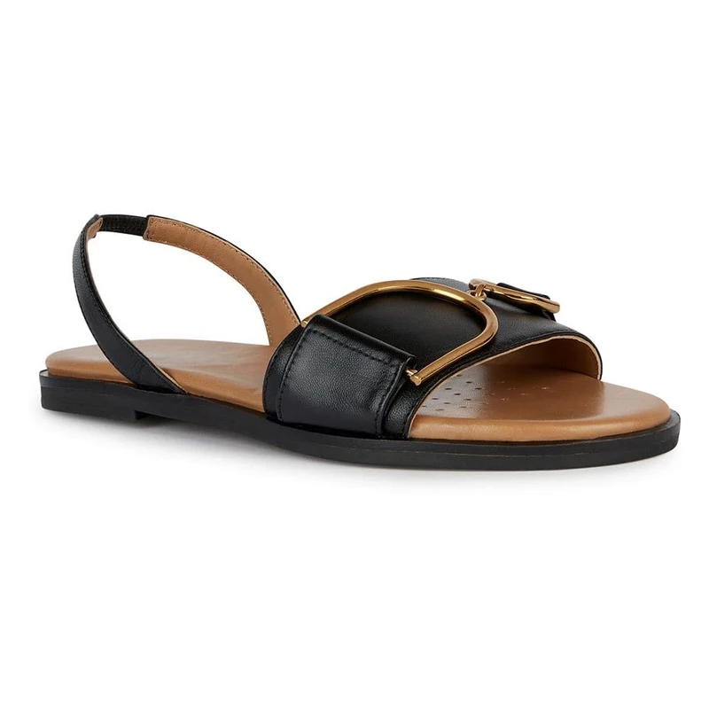 Geox Girls' D Naileen Flat Sandal, black, 3 UK