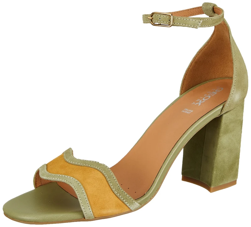 Geox Women's D New Eraklia 80 Sandals, Pistachio Mustard, 5 UK