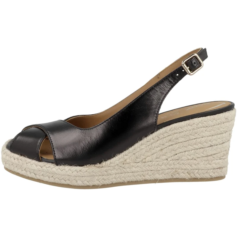 Geox Women's D Panarea Espadrille Wedge Sandal, black, 7 UK
