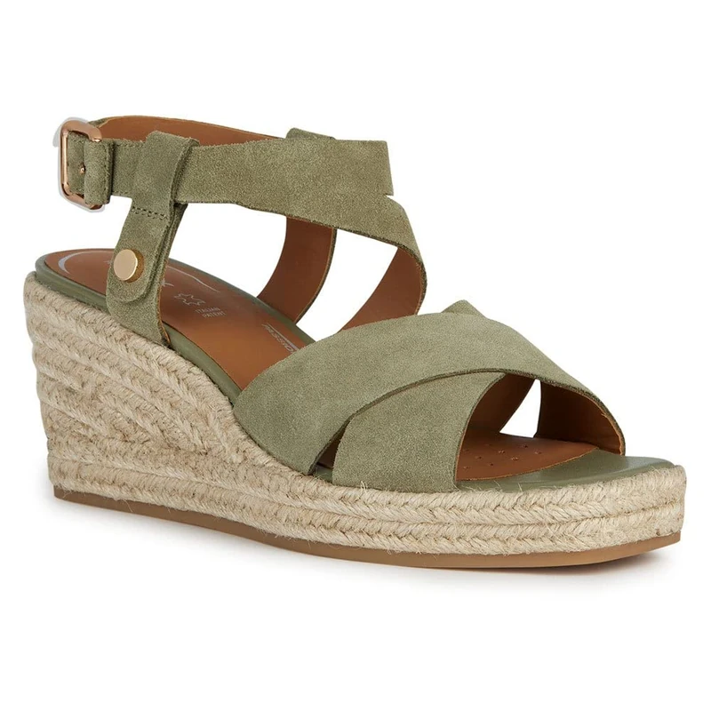 Geox Women's D Panarea Espadrille Wedge Sandal, Pistachio