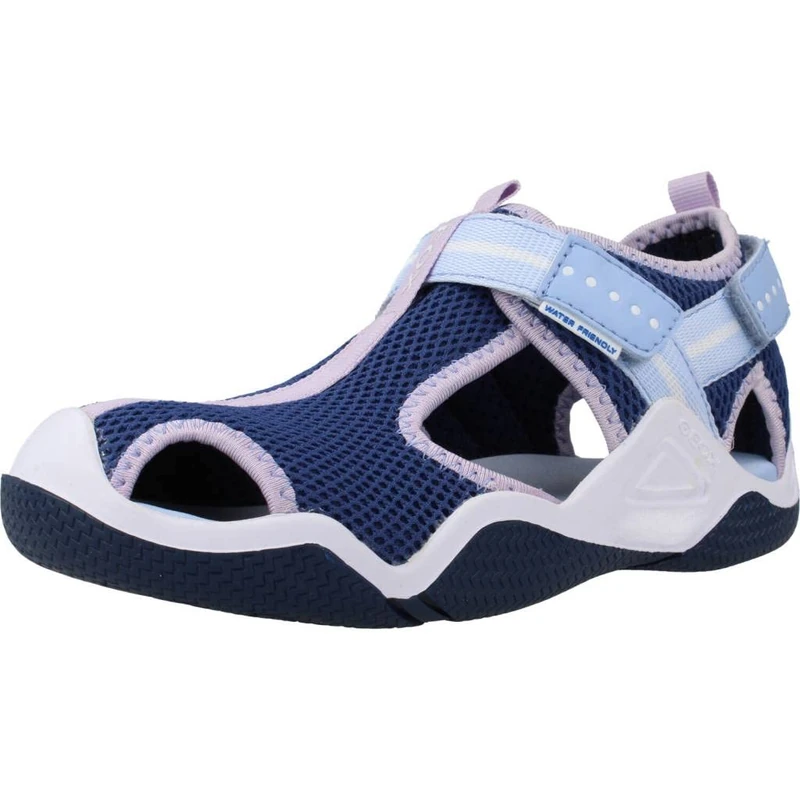 Geox Women's J Wader Girl A Low-Top, Navy Lilac, 6 UK