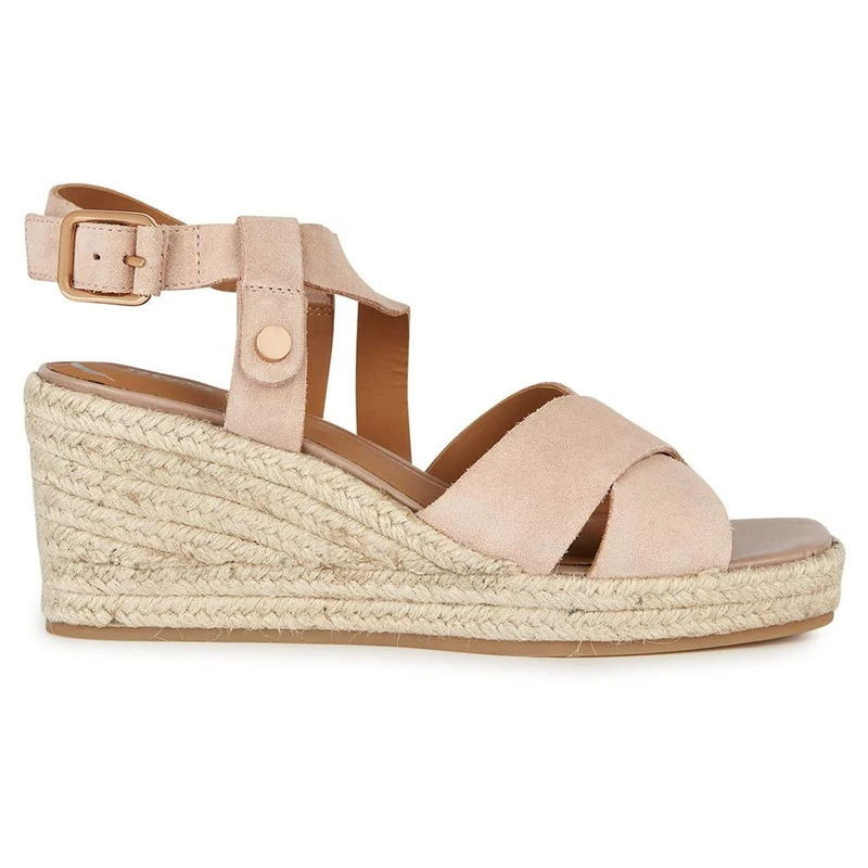 Geox D Panarea Espadrille Wedge Sandal, Nude, 7 UK