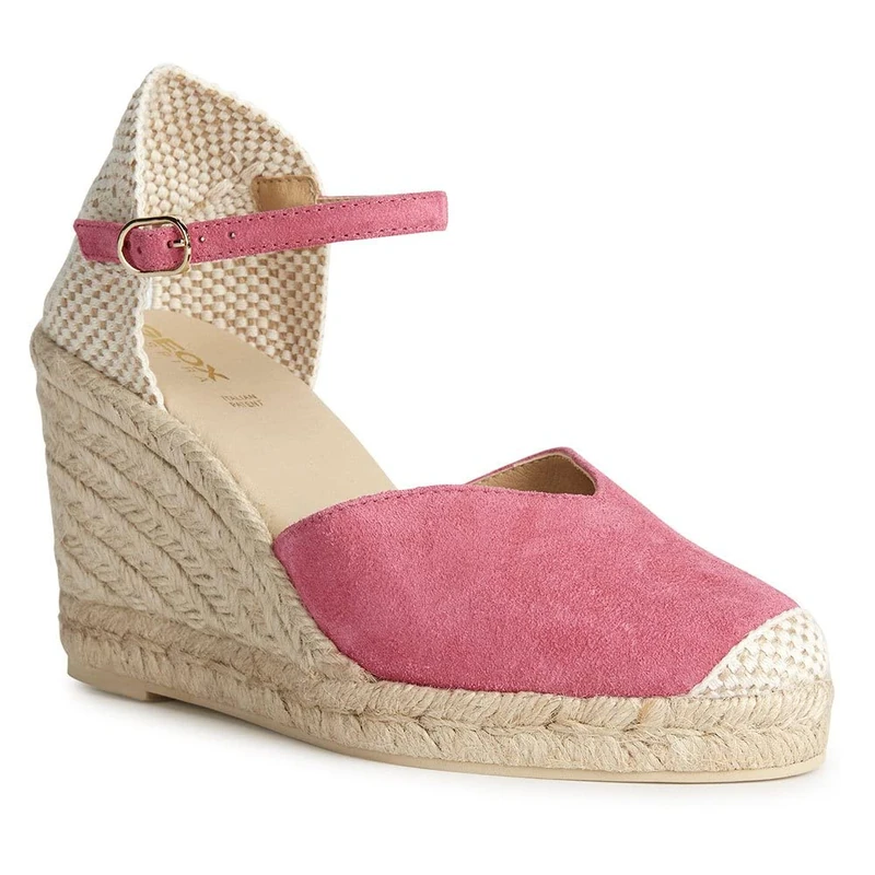 Geox Womens Gelsa Espadrille Wedge Sandal, Cyclamen, 4 UK