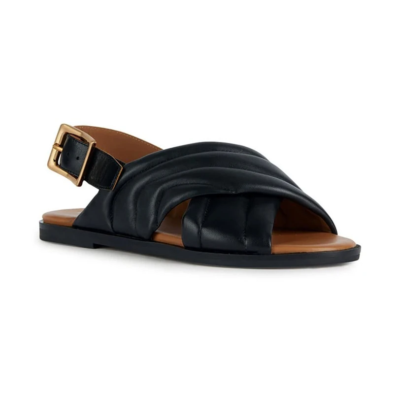 Geox Girls' D Naileen Flat Sandal, black, 39.5 EU