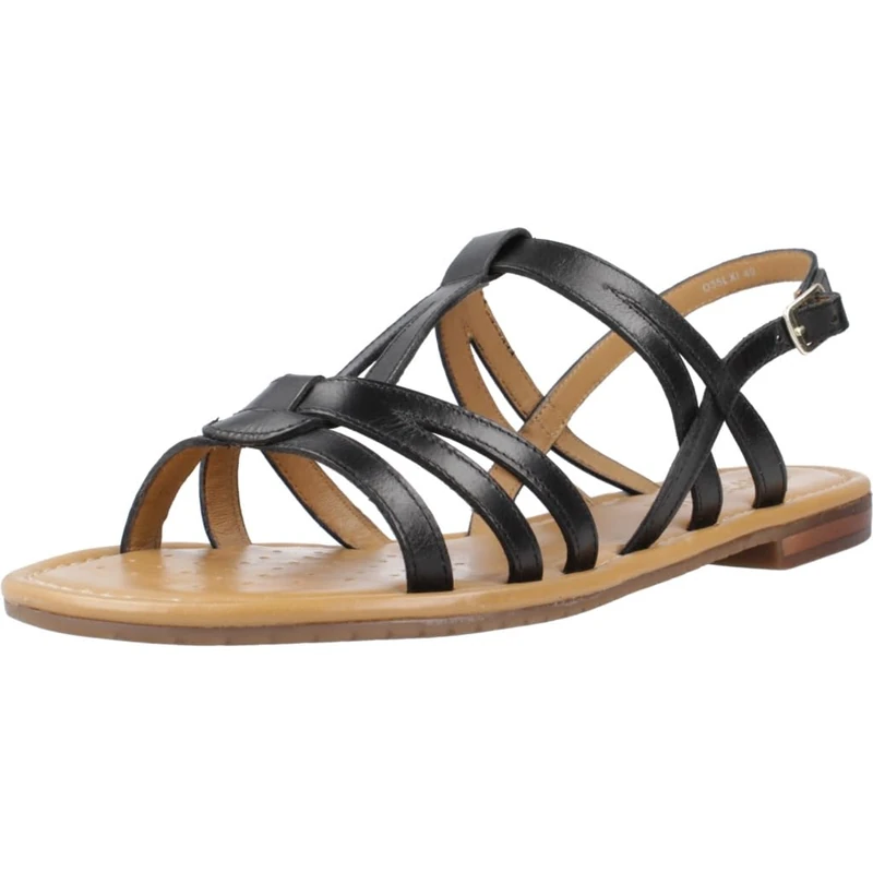 Geox Women's D Sozy S Flat Sandal, black, 5 UK