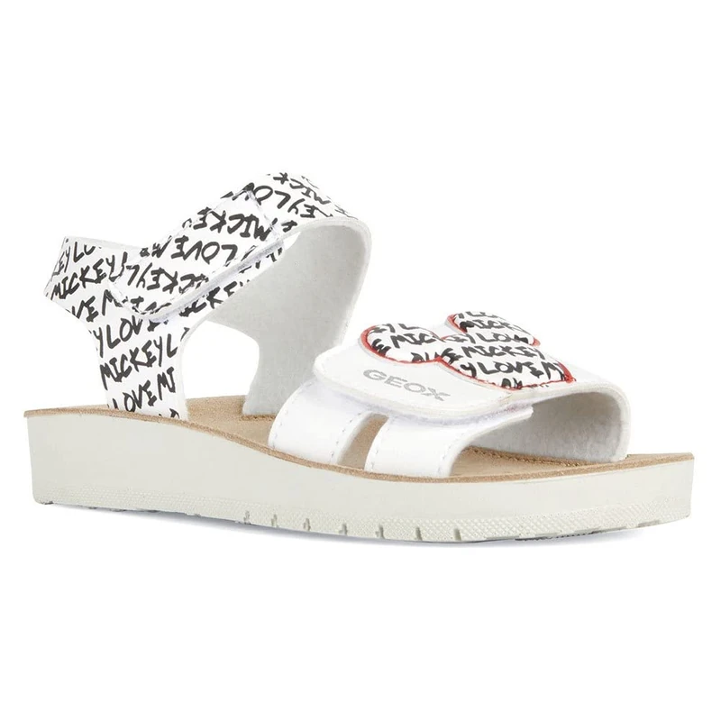 Geox Women's J Costarei Gi Sandal, white black, 5 UK