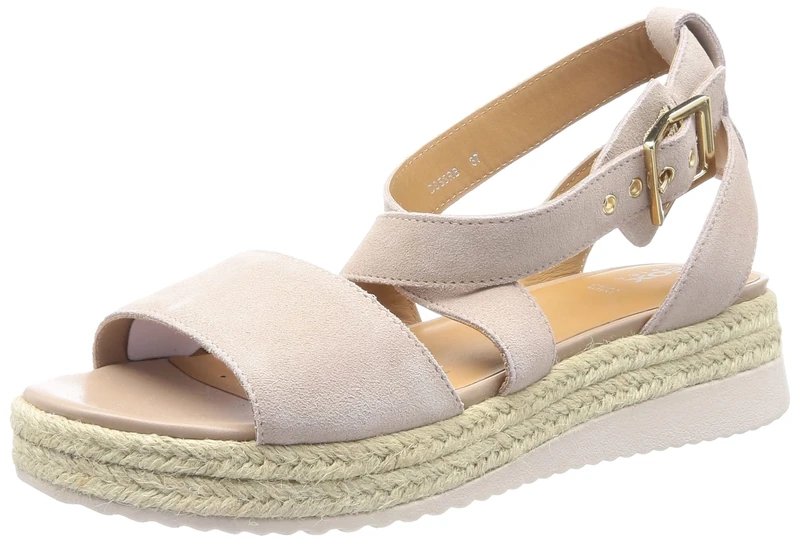 Geox Women's D Eolie Espadrille Wedge Sandal, Nude, 7 UK