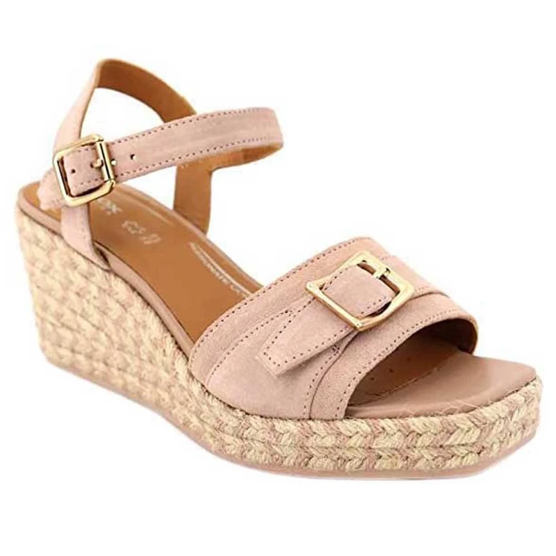 Geox D Panarea Espadrille Wedge Sandal, Nude, 7 UK - Image 1
