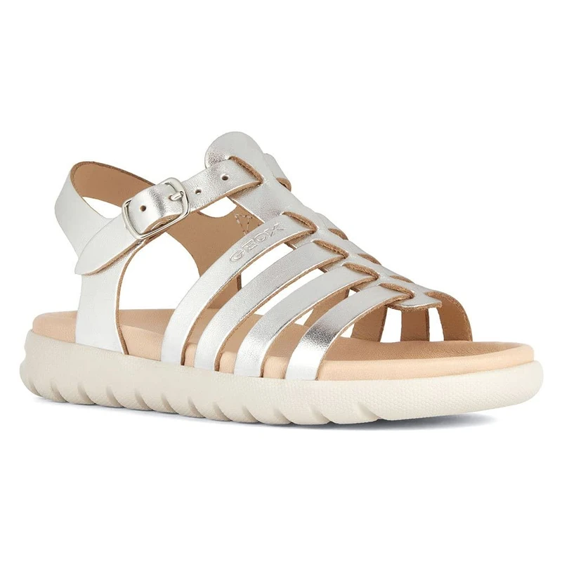 Geox J Sandal Soleima Gir Girls' Sandal, silver, 11 UK