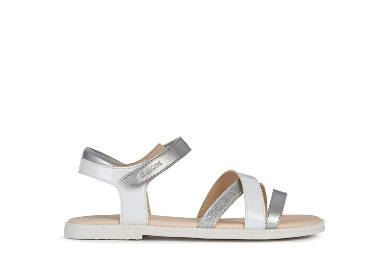 Geox Girls J Karly Girl Sandal, White, 11 UK