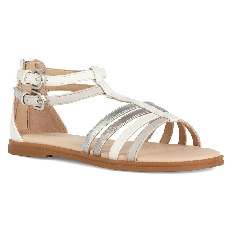 Geox Women's J Karly Girl Sandal, White Lt Rose, 12.5 UK Narrow