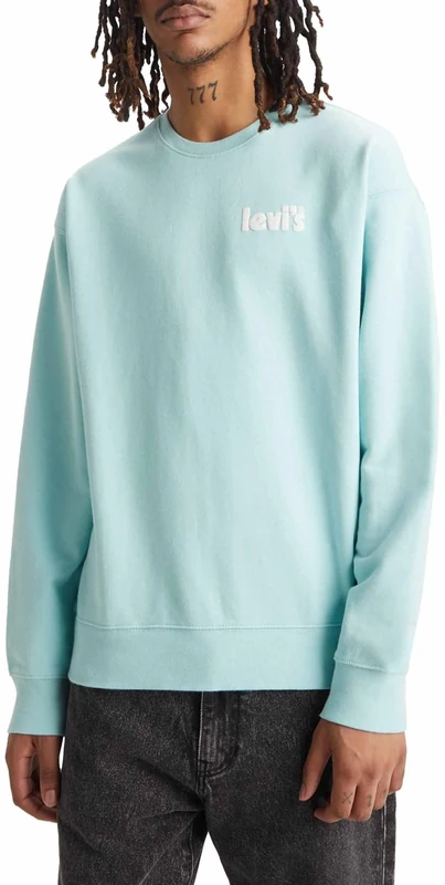 Levi's Men's Relaxd Graphic Crew Sweatshirt, Poster Chest Crew Pastel Turquoise, S