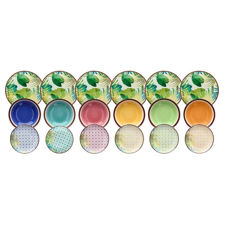 Tognana New Jungle 18-Piece Dinner Set for 6 People, Porcelain, Multi-Colour