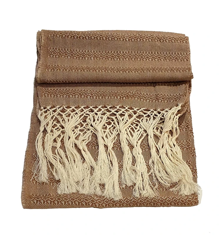 ALKIMIA INC Mexican Handmade Cotton Rebozo Shawl, Brown, Large