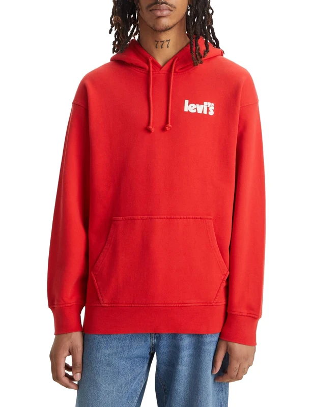 Levi's Men's Relaxed Graphic Sweatshirt Hoodie, Poster Logo Aura Orange, XL