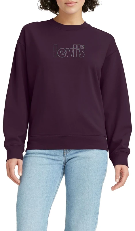 Levi's Women's Graphic Standard Crewneck Sweatshirt, Poster Logo Star Forest Plum, XS