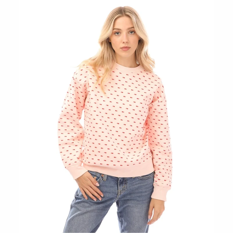 Levi's Women's Graphic Standard Crewneck Sweatshirt, Mini Batwing Pearl Blush, XS