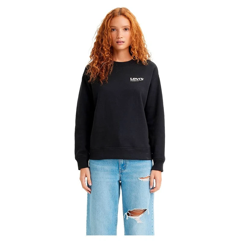 Levi's Women's Graphic Standard Crewneck Sweatshirt, Batwing Iridescent Caviar, XS