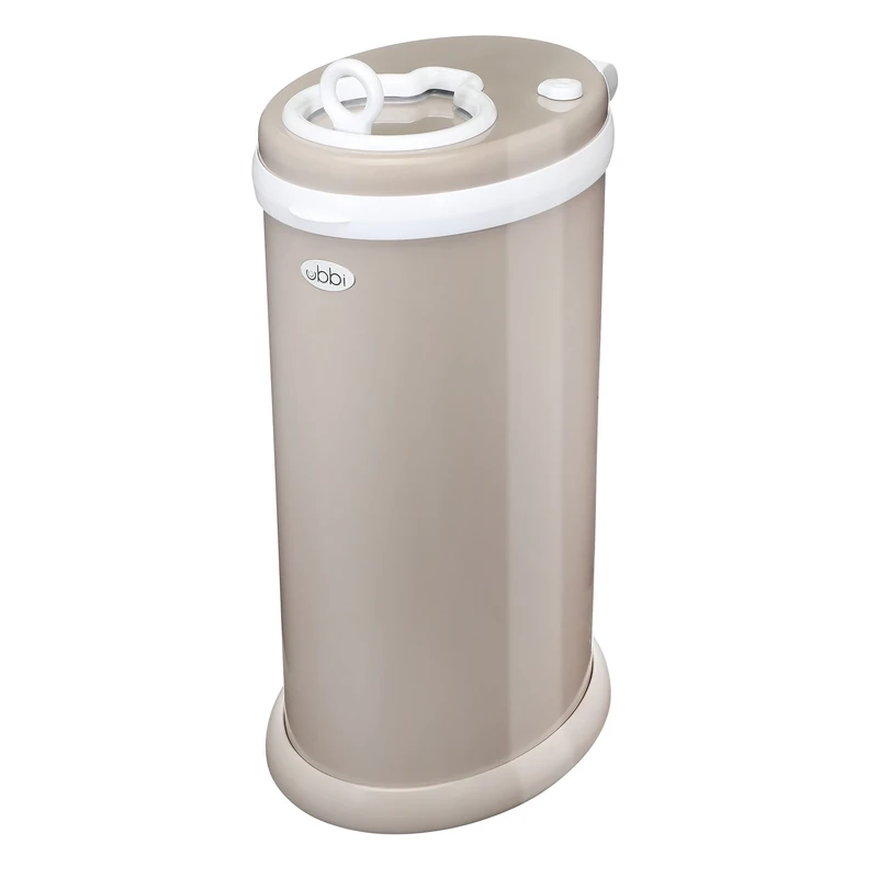 Ubbi Stainless Steel Nappy Bin, Odour Locking, No Special Bag Required, Award-Winning Diaper Pail, Cassette Free Disposal System, Taupe