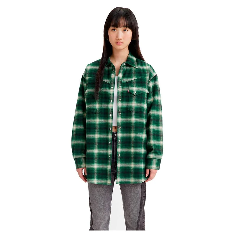 Levi's Women's Dorsey XL Western Shirt, Opal Plaid Pine Grove, XS
