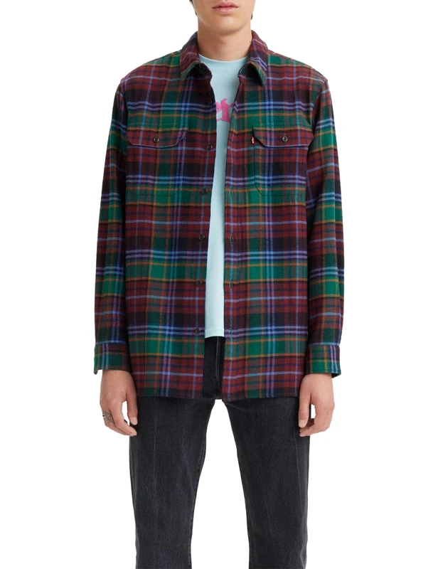 Levi's Men's Jackson Worker Shirt, Ferdinand Plaid Evergreen, XL
