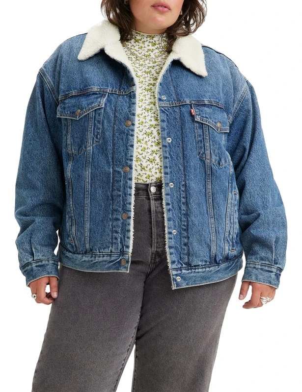 Levi's Women's Plus Size 90s Sherpa Trucker Jacket, After School Sitcom Plus, 3XL