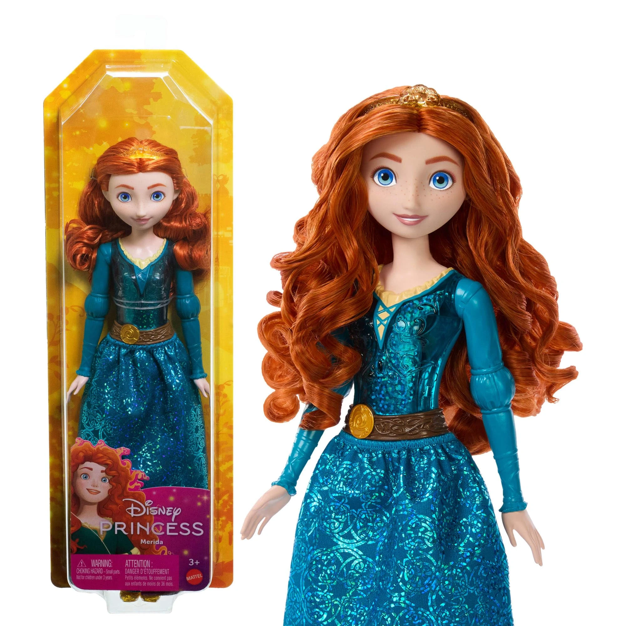 Mattel Disney Princess Dolls, Merida Posable Fashion Doll with Sparkling Clothing and Accessories, Disney Movie Toys, HLW13