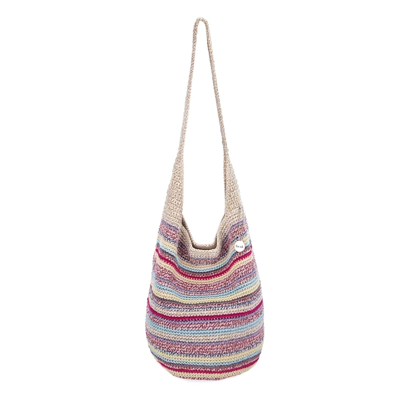 The Sak 120 Hobo Bag in Crochet, Large Purse with Single Shoulder Strap, Eden Stripe, M