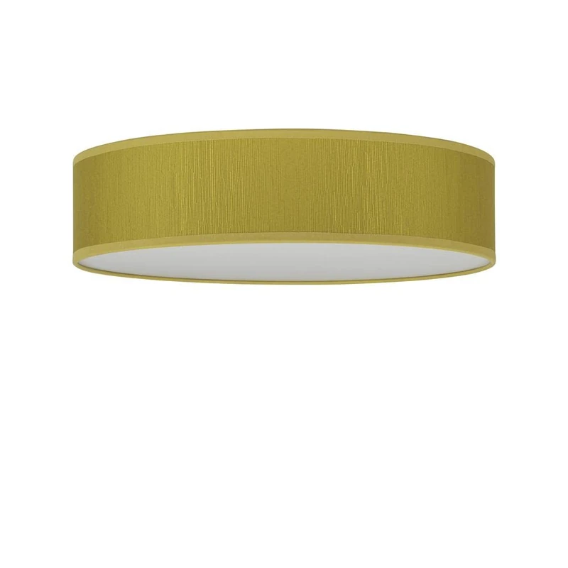 Sotto Luce Umai Modern Ceiling Light with 3 Lights - Mustard Yellow Fabric - White Base - 3 x E27 - Diameter 40 cm