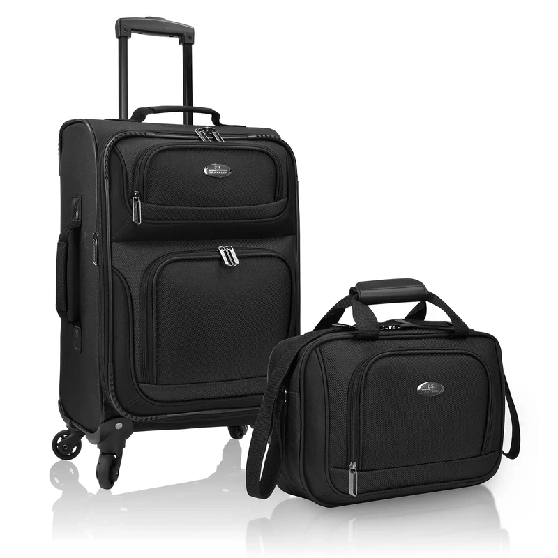 U.S. Traveler Rio Lightweight Carry-on Suitcase 20" Softside Expandable Design, Durable, Business and Travel, Black, 4 Wheel, Rio Lightweight Carry-on Suitcase 20" Softside Expandable Design, Durable,