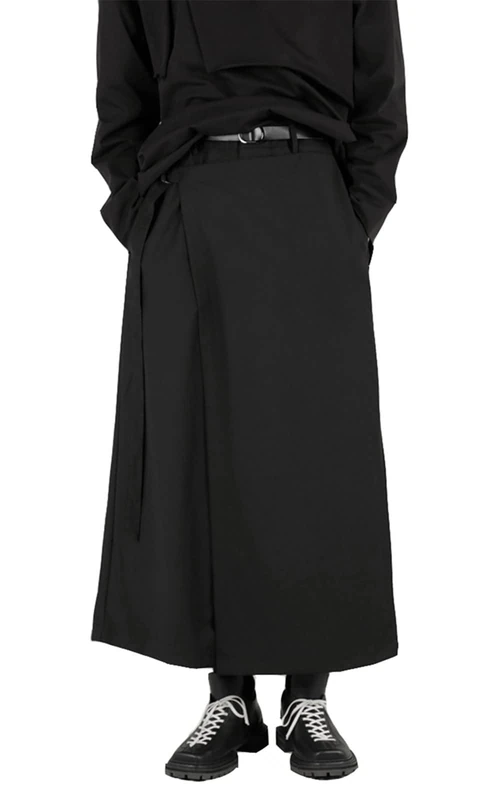 AITFINEISM Men's Casual Skirt Pants Loose Wide Leg Harem Pant Japanese Harajuku Kimono Trousers, Black 3, 3X-Large