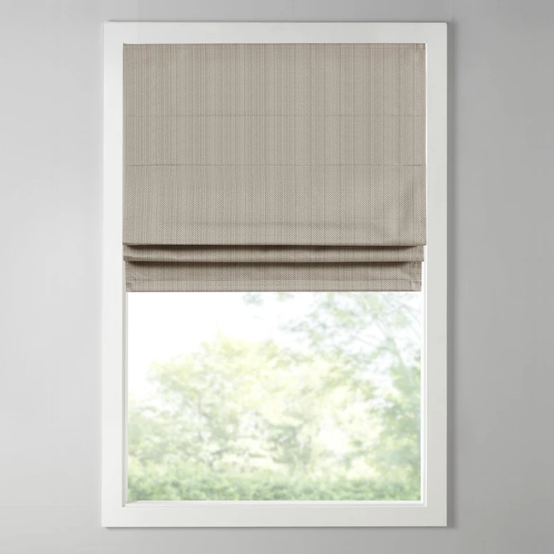 Madison Park Galen Cordless Roman Shades - Fabric Privacy Single Panel Darkening, Energy Efficient, Thermal Insulated Window Blind Treatment, for Bedroom, Living Room Decor, 34" x 64", Taupe