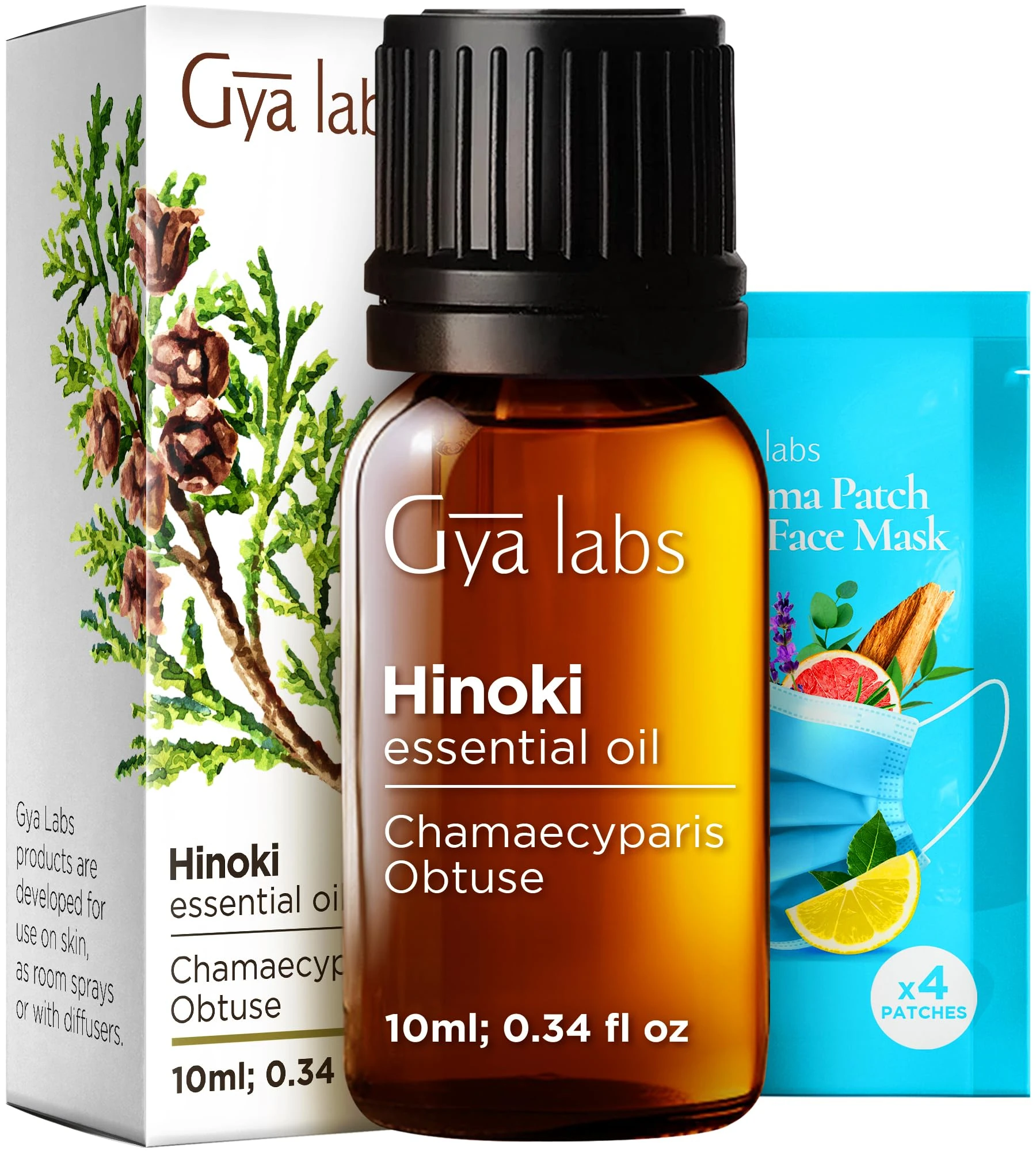 Gya Labs Hinoki Essential Oil for Diffuser & Skin 100% Pure Natural Hinoki Oil for Hair, Massage, Aromatherapy Spray & Candle Making Scent DIY (10ml)