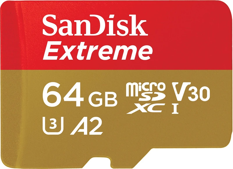 SanDisk Extreme 64GB microSDXC UHS-I, V30, 170MB/s read, 80MB/s write, memory card for 4K video on smartphones, sports cameras and drones