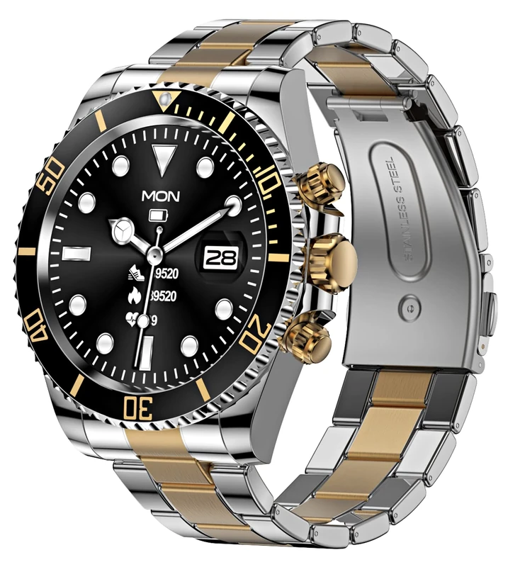 Smart Watch for Men Bluetooth Call Heart Rate Monitor Sleep Tracker Sports Modes Message Reminder Luxury Smartwatch for Android Phones iOS Stainless Steel Business Watch