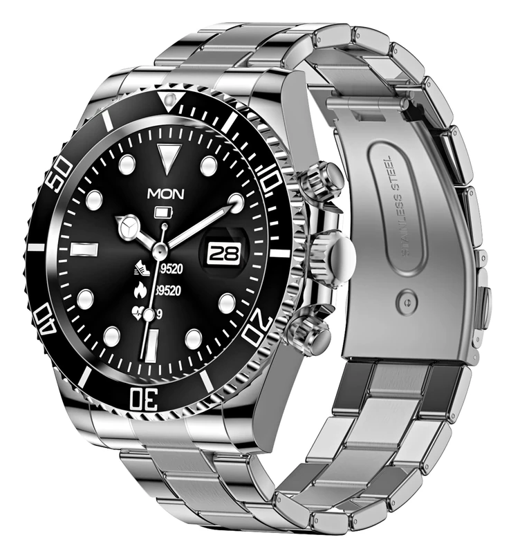 Smart Watch for Men Bluetooth Call Heart Rate Monitor Sleep Tracker Sports Modes Message Reminder Luxury Smartwatch for Android Phones iOS Stainless Steel Business Watch