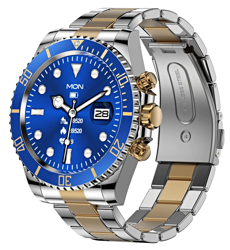 Smart Watch for Men Bluetooth Call Heart Rate Monitor Sleep Tracker Sports Modes Message Reminder Luxury Smartwatch for Android Phones iOS Stainless Steel Business Watch