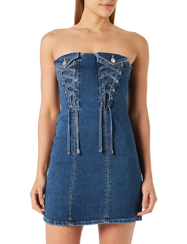 Pinko Women's Pacifico Pantalone Drill Stamp Dress, Pjv_lavaggio Vintage Medio/Chiaro, 46