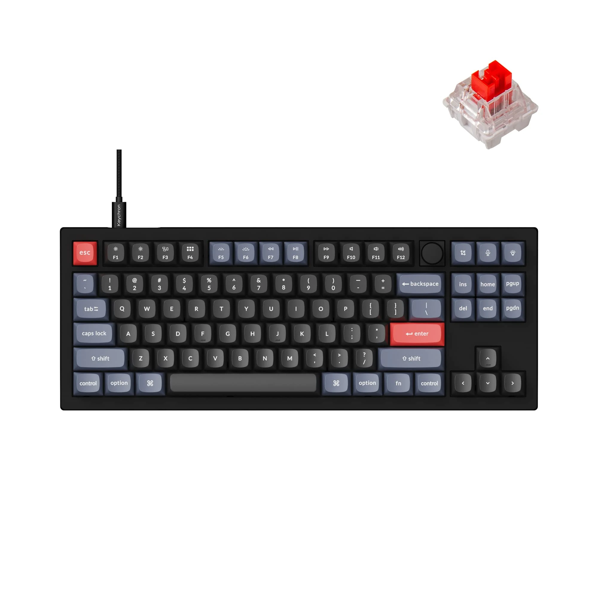 Keychron V3 TKL QMK/VIA Customizable Mechanical Keyboard, Programmable Macro Keyboard with Keychron K Pro Hot Swap Switch, Compatible with Mac Windows Linux, Black