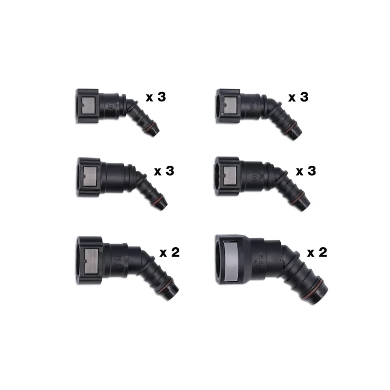 Connect 35229 Assorted 45° Angled Fuel Line Quick Connectors 16pc