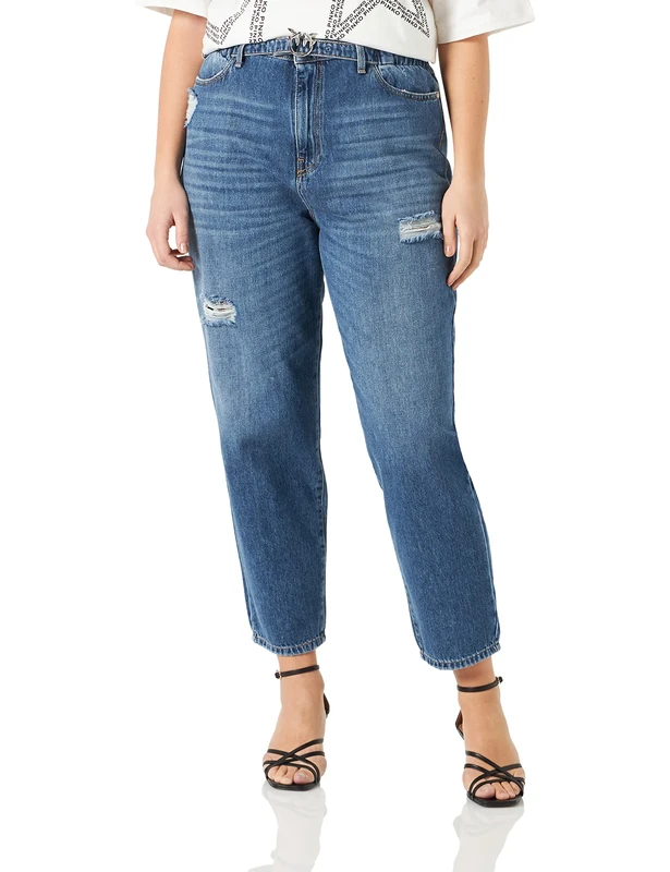 Pinko Women's Flexi Maddie Mom Denim Slouchy Jeans, Pju_Wash Vintage Medium, 34