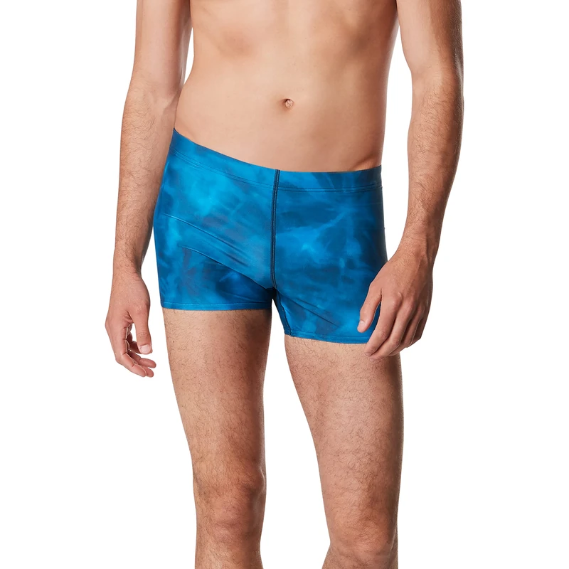 Speedo Women's Swimsuit Square Leg Printed Swim Briefs, Flare Moonlit Ocean, Small