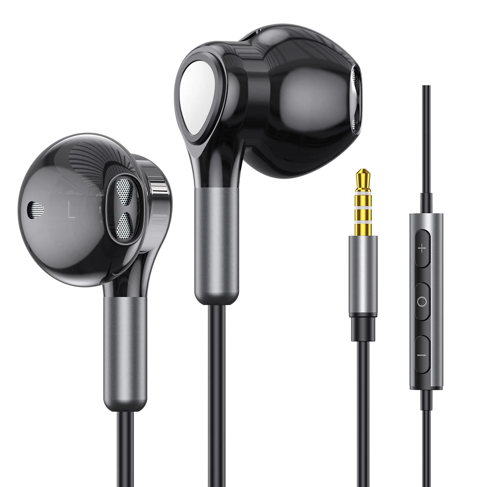Headphones Wired In-Ear Wired Earphones Earbuds, Half in Ear Headphones 3.5mm Jack Wired Headphones with Microphone and Volume Control for iPhone, Samsung, Android, iPad,MP3,Most 3.5mm Audio Devices